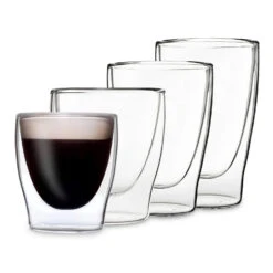 DUOS Doppelwandiges Glas | Thermoglas | 80, 200, 310, 400 Ml | Trinkglas | Espressoglas, Teeglas, Shotglas | Für Heiße Und Kalte Getränke | Borosilikatglas| Hitze- Und Kältebeständig | Handgemacht | Spülmaschinenfest | Schwebe-Effekt
