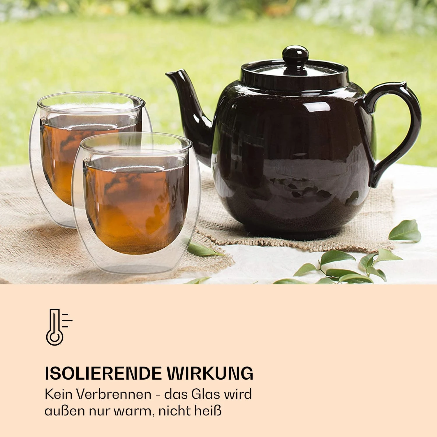 DUOS Jumbo Doppelwandiges Glas 410 Ml Thermofunktion Edelstahl-Löffel 2 DUOS Jumbo Doppelwandiges Glas 410 Ml Thermofunktion Edelstahl-Löffel – Bild 2