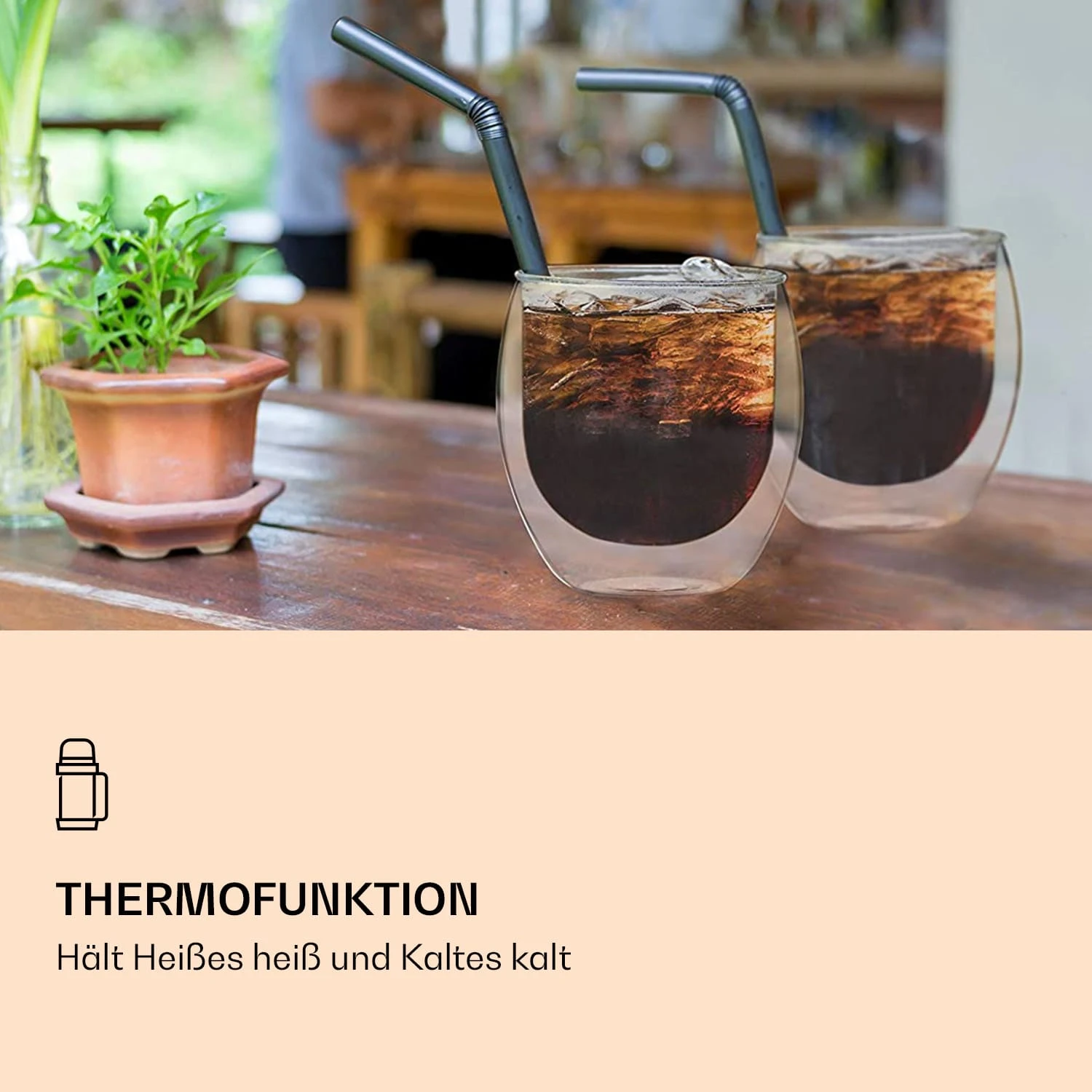 DUOS Doppelwandiges Glas 80 Ml Thermofunktion Inkl. Edelstahl-Löffel 4 DUOS Doppelwandiges Glas 80 Ml Thermofunktion Inkl. Edelstahl-Löffel – Bild 4
