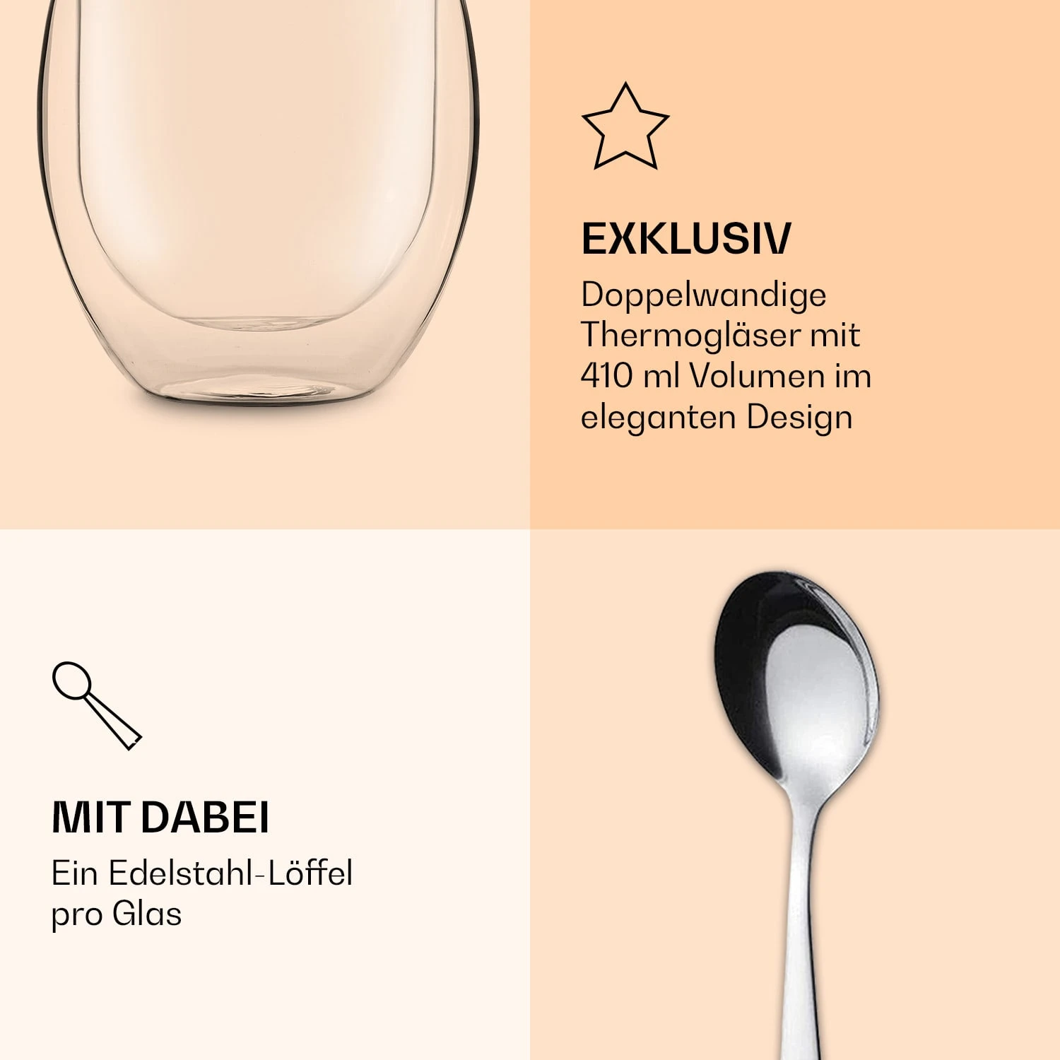 DUOS Doppelwandiges Glas 80 Ml Thermofunktion Inkl. Edelstahl-Löffel 6 DUOS Doppelwandiges Glas 80 Ml Thermofunktion Inkl. Edelstahl-Löffel – Bild 6