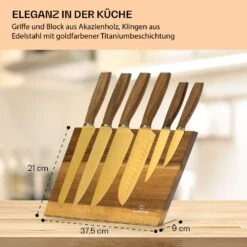 Kazuno Messerset 7 Teile Magnetischer Block PVD Titanium-Beschichtung 14 Kazuno Messerset 7 Teile Magnetischer Block PVD Titanium-Beschichtung -Warmekuche Pro Geschaft 10040726 de 0007 usp