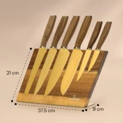 Kazuno Messerset 7 Teile Magnetischer Block PVD Titanium-Beschichtung 15 Kazuno Messerset 7 Teile Magnetischer Block PVD Titanium-Beschichtung -Warmekuche Pro Geschaft 10040726 yy 0011 dimensions