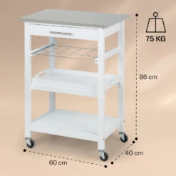 Vermont Servierwagen Küchenwagen 5 Etagen Holz Edelstahl Mobil -Warmekuche Pro Geschaft 10041118 yy 0007 dimensions