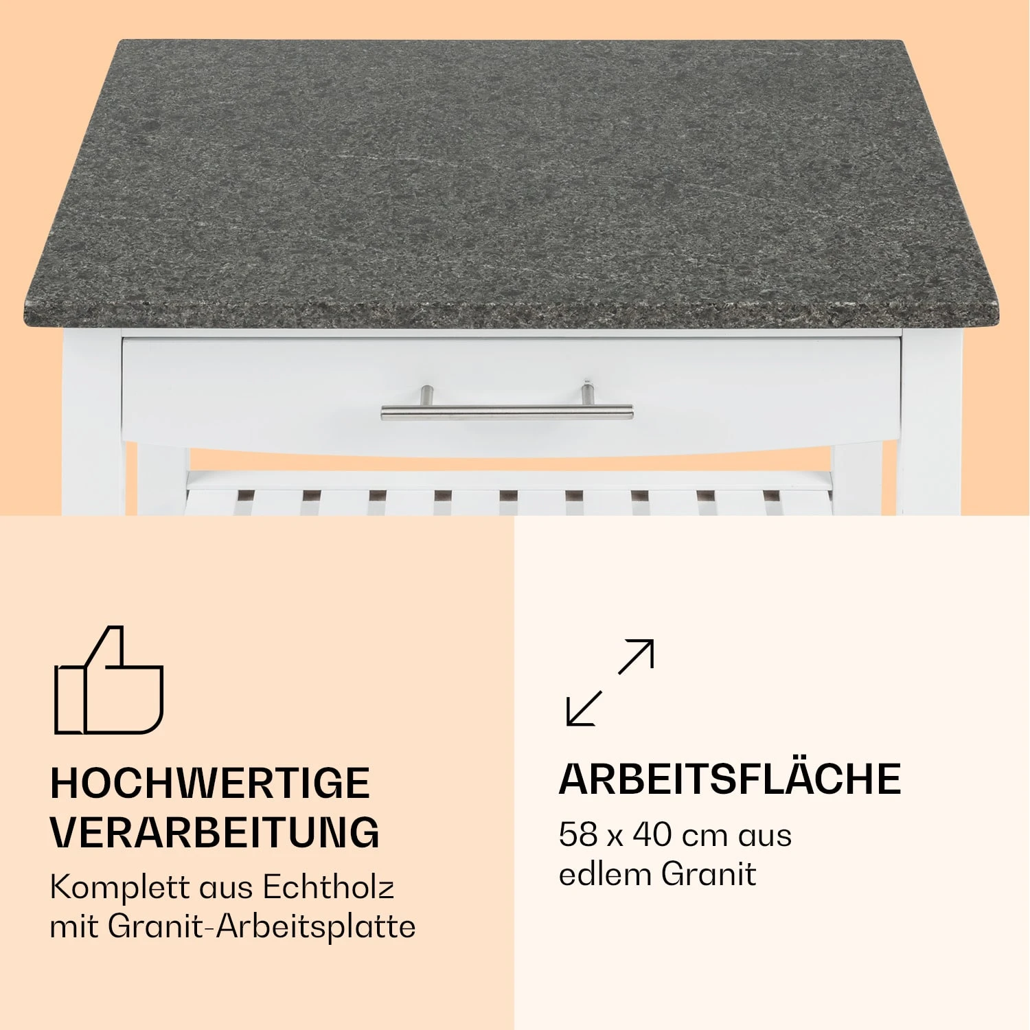 Tennessee Servierwagen Küchenwagen 4 Etagen Holz Granit Mobil 3 Tennessee Servierwagen Küchenwagen 4 Etagen Holz Granit Mobil – Bild 3