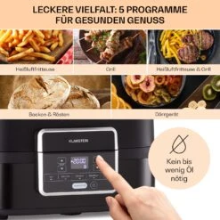 Combo Air Grill-Heißluftfritteuse 5 Programme 1500 Watt 4,5 L Grillkorb 2,5 L Frittierkorb -Warmekuche Pro Geschaft 10041331 de 0003 usp