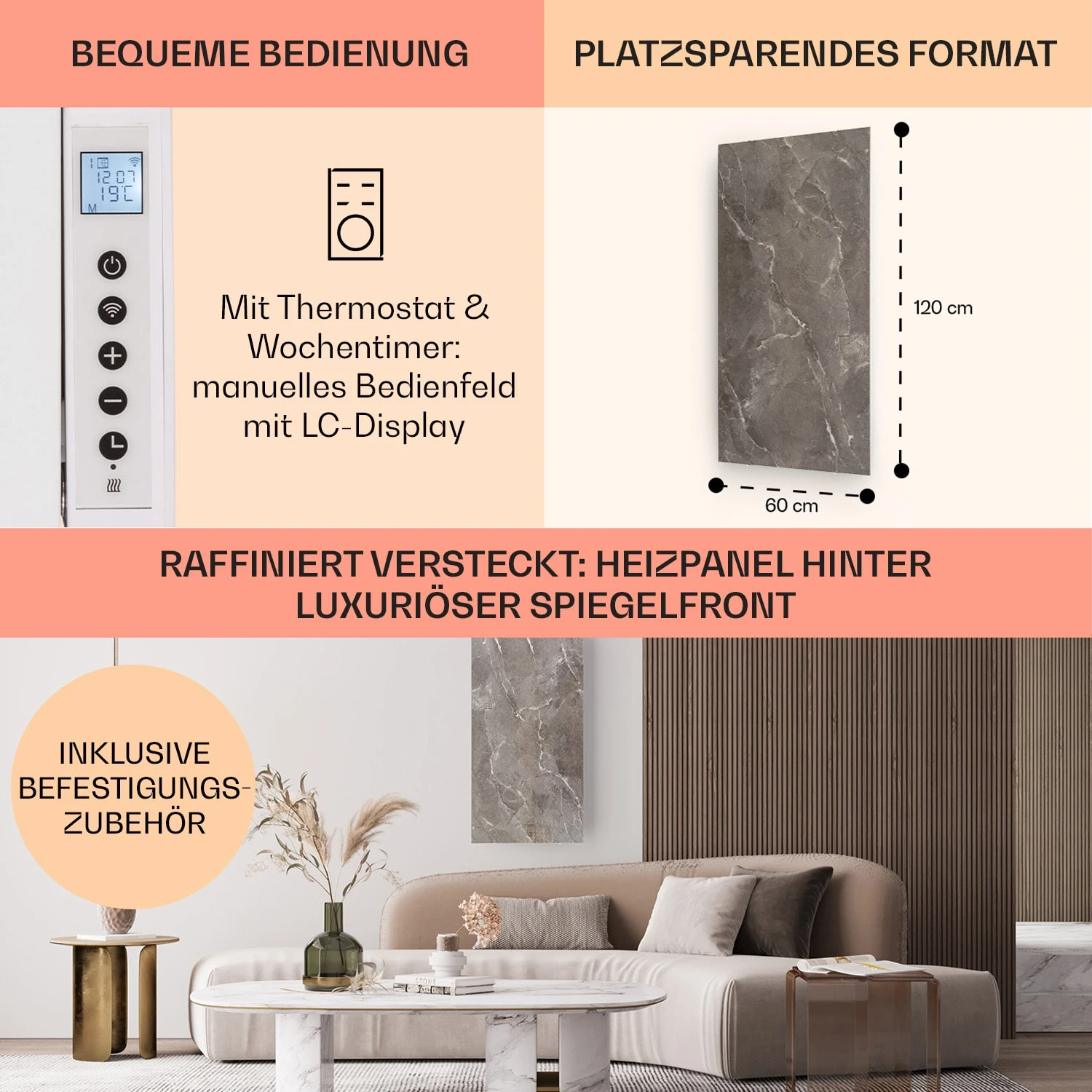 Wonderwall Santorini Smart Infrarot-Heizung 120x60cm 1000W Wochentimer IP24 6 Wonderwall Santorini Smart Infrarot-Heizung 120x60cm 1000W Wochentimer IP24 – Bild 6