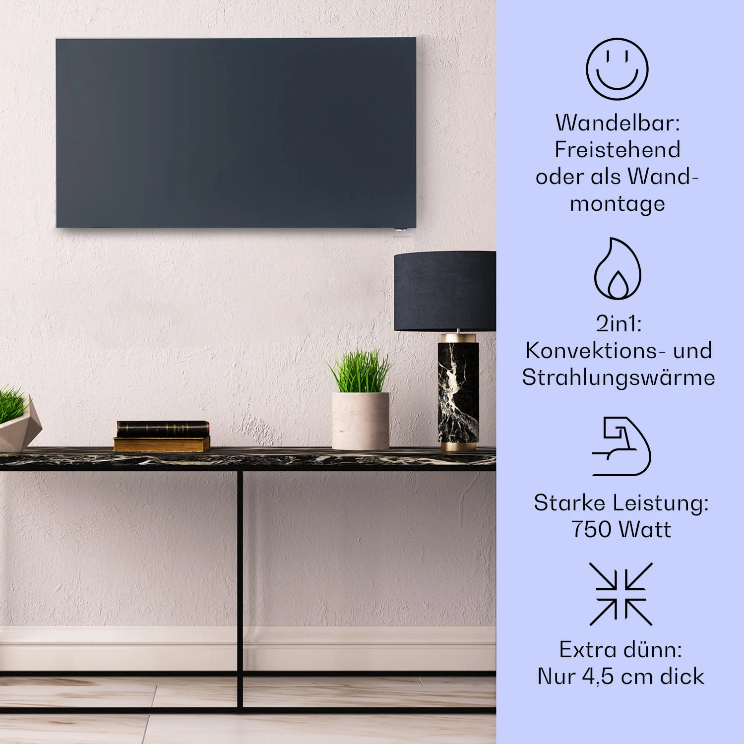 Taal Smart Hybrid-Infrarot-Heizung 105x56cm 750W Wochentimer IP24 2 Taal Smart Hybrid-Infrarot-Heizung 105x56cm 750W Wochentimer IP24 – Bild 2