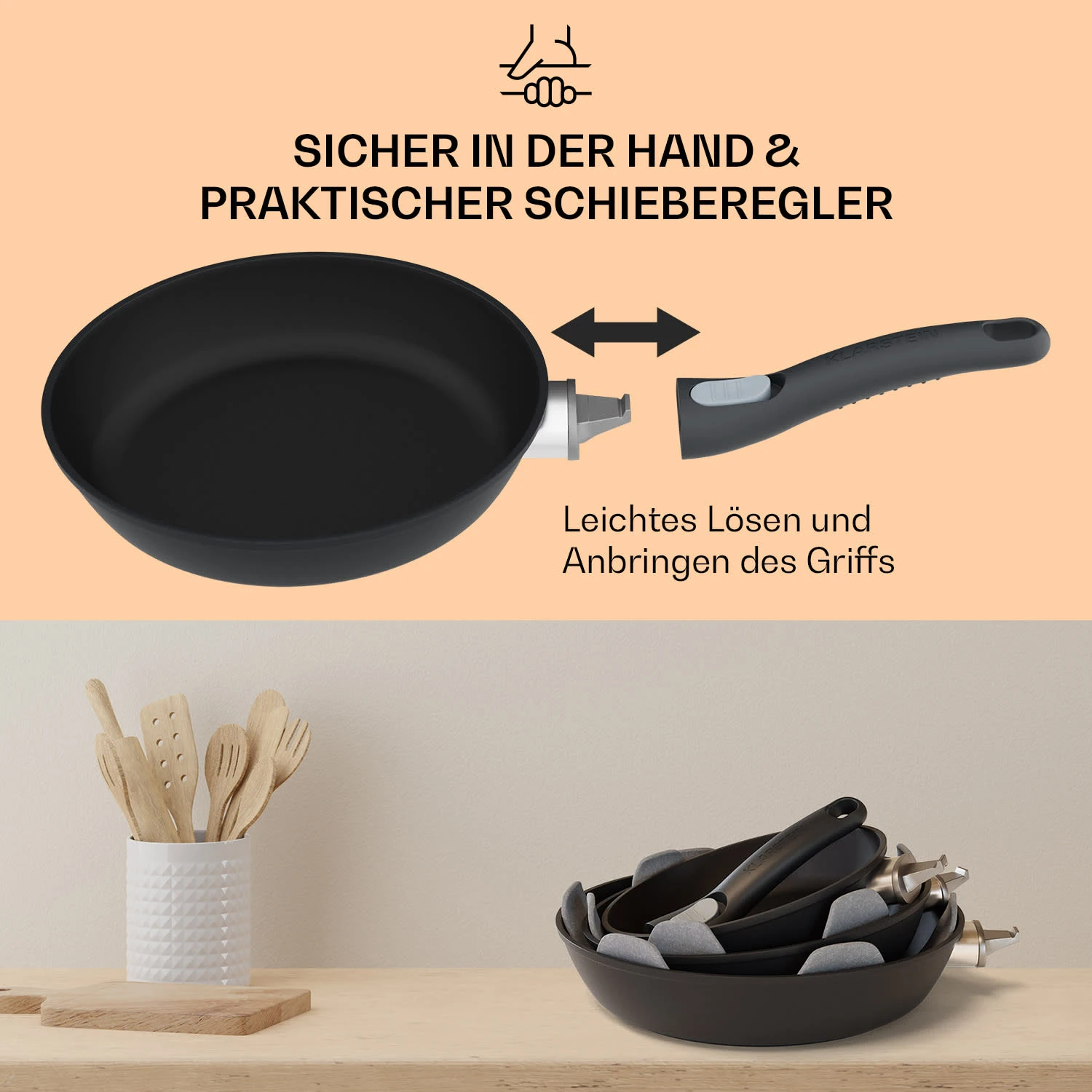 Noto Endurance Bratpfanne Ø24 Cm Geschmiedetes Aluminium Abnehmbarer Griff 4 Noto Endurance Bratpfanne Ø24 Cm Geschmiedetes Aluminium Abnehmbarer Griff – Bild 4