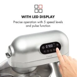 Curve Plus Küchenmaschinen-Set | 5l | 4-in-1 Fleischwolf | Silber -Warmekuche Pro Geschaft 60002330 yy 0005 logo Klarstein Curve Plus Kuechenmaschinen Set silber