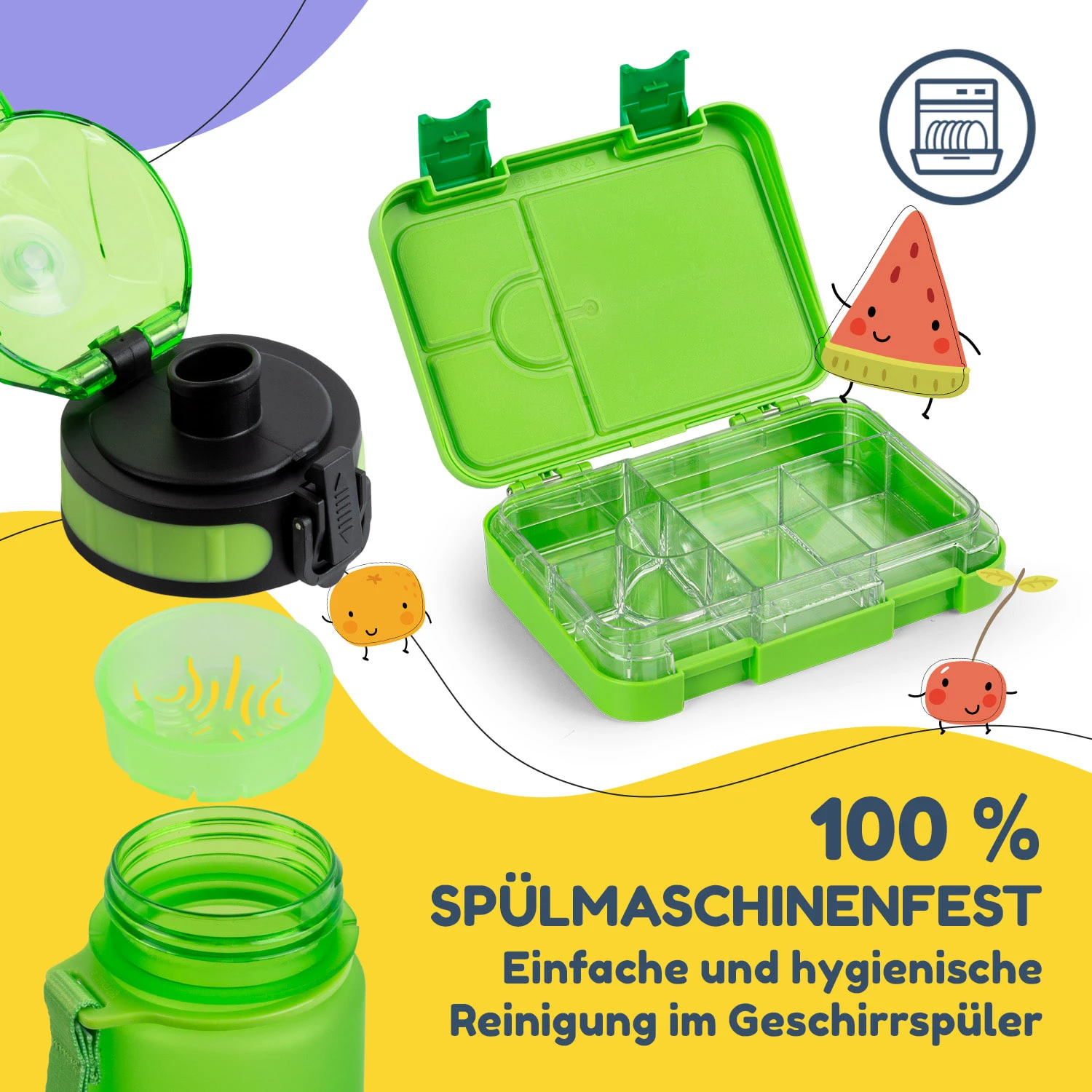 Schmatzfatz Frühstücksset Lunchbox & Trinkflasche Tritan Dicht BPA-frei 5 Schmatzfatz Frühstücksset Lunchbox & Trinkflasche Tritan Dicht BPA-frei – Bild 5